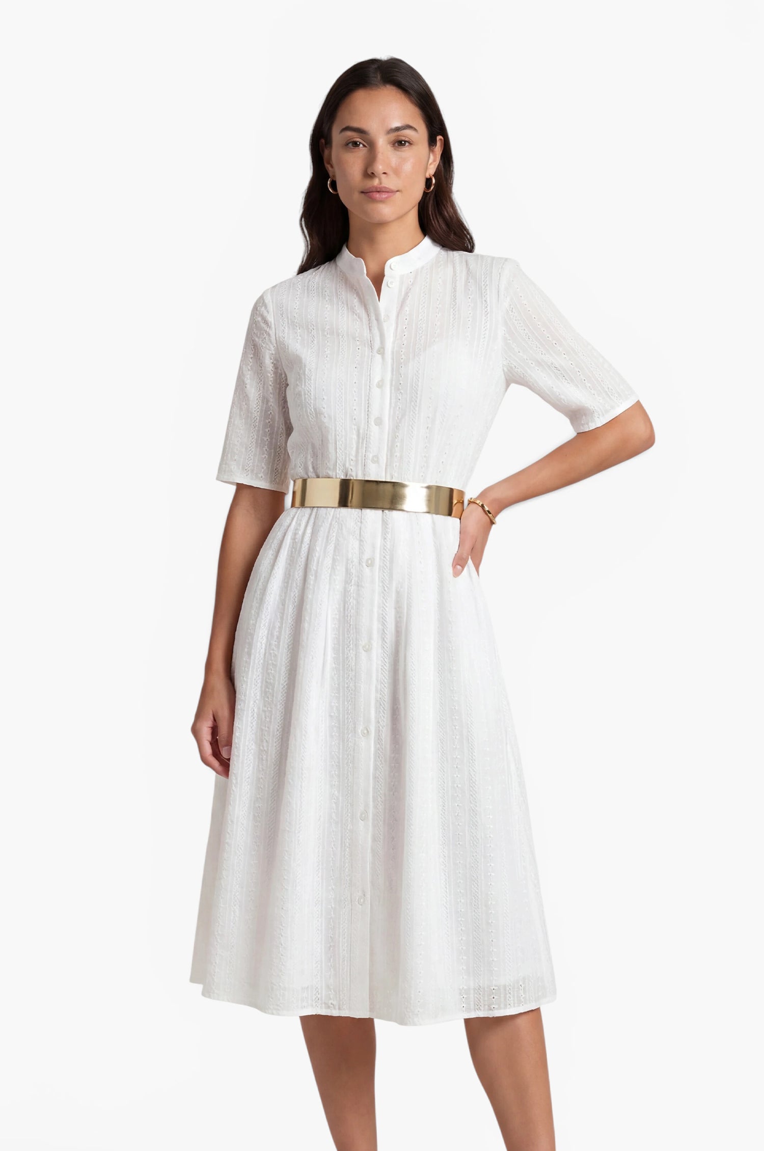 Baumwoll-Kleid Inas in Ivory
