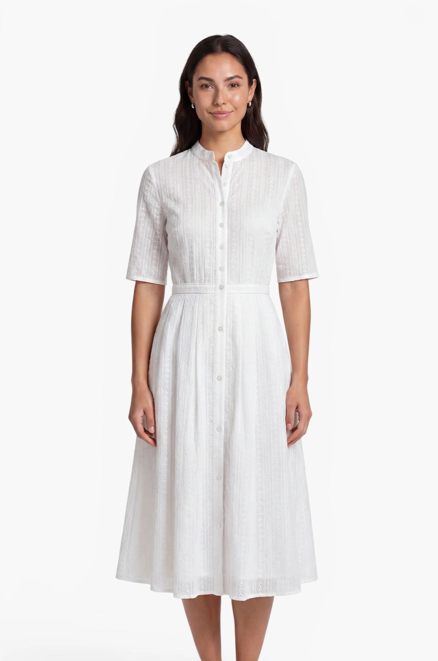 Baumwoll-Kleid Inas in Ivory