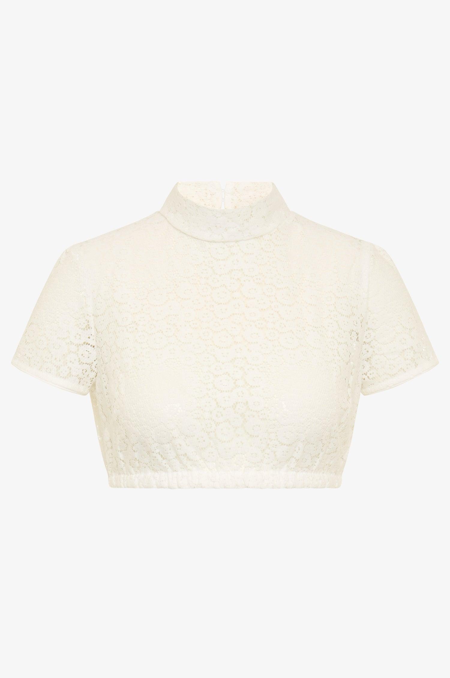 Kinga Mathe Dirndlbluse Inga mit kurzarm in weiß