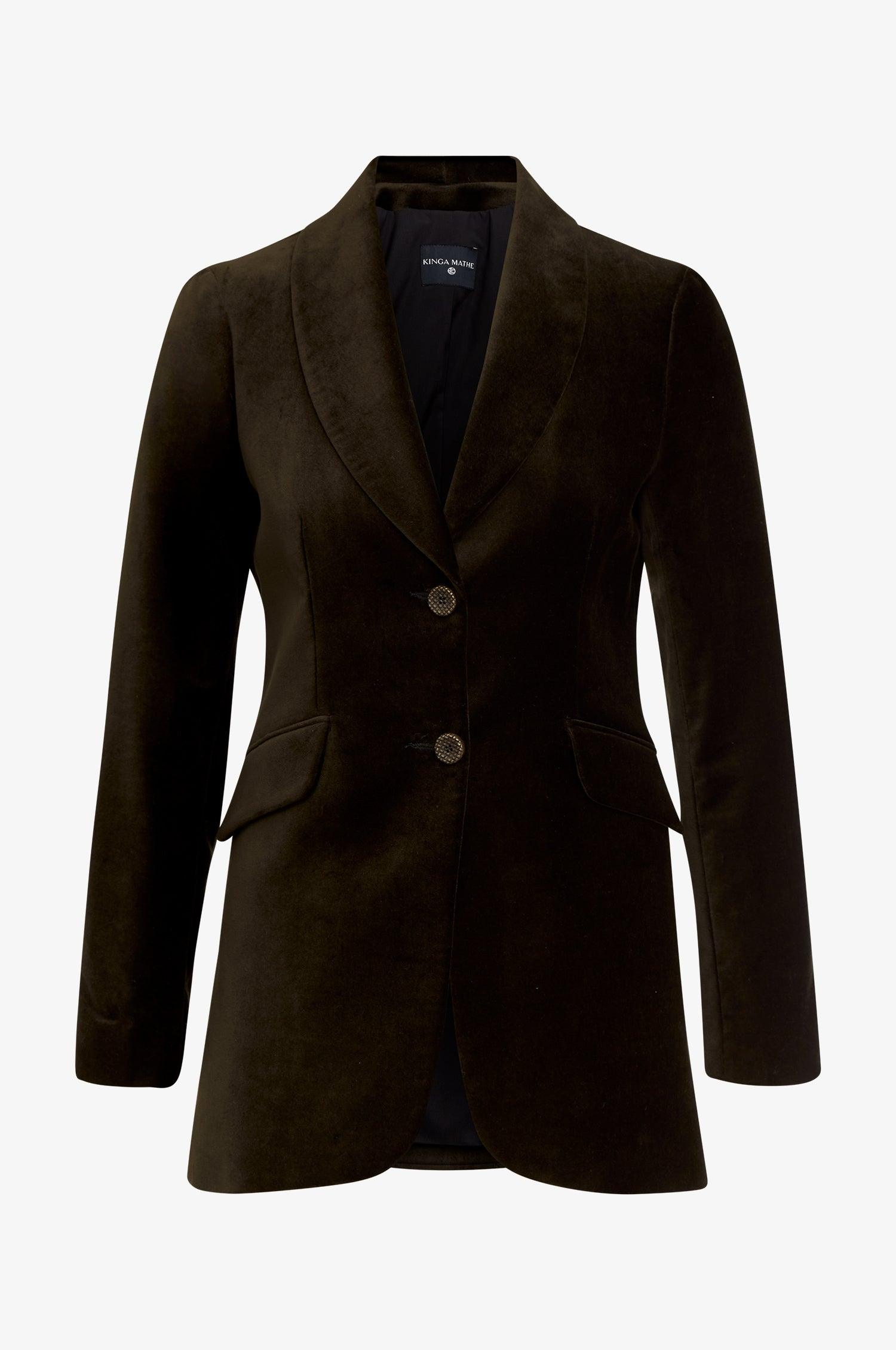 Kinga Mathe Samtblazer Jasmin in Olive