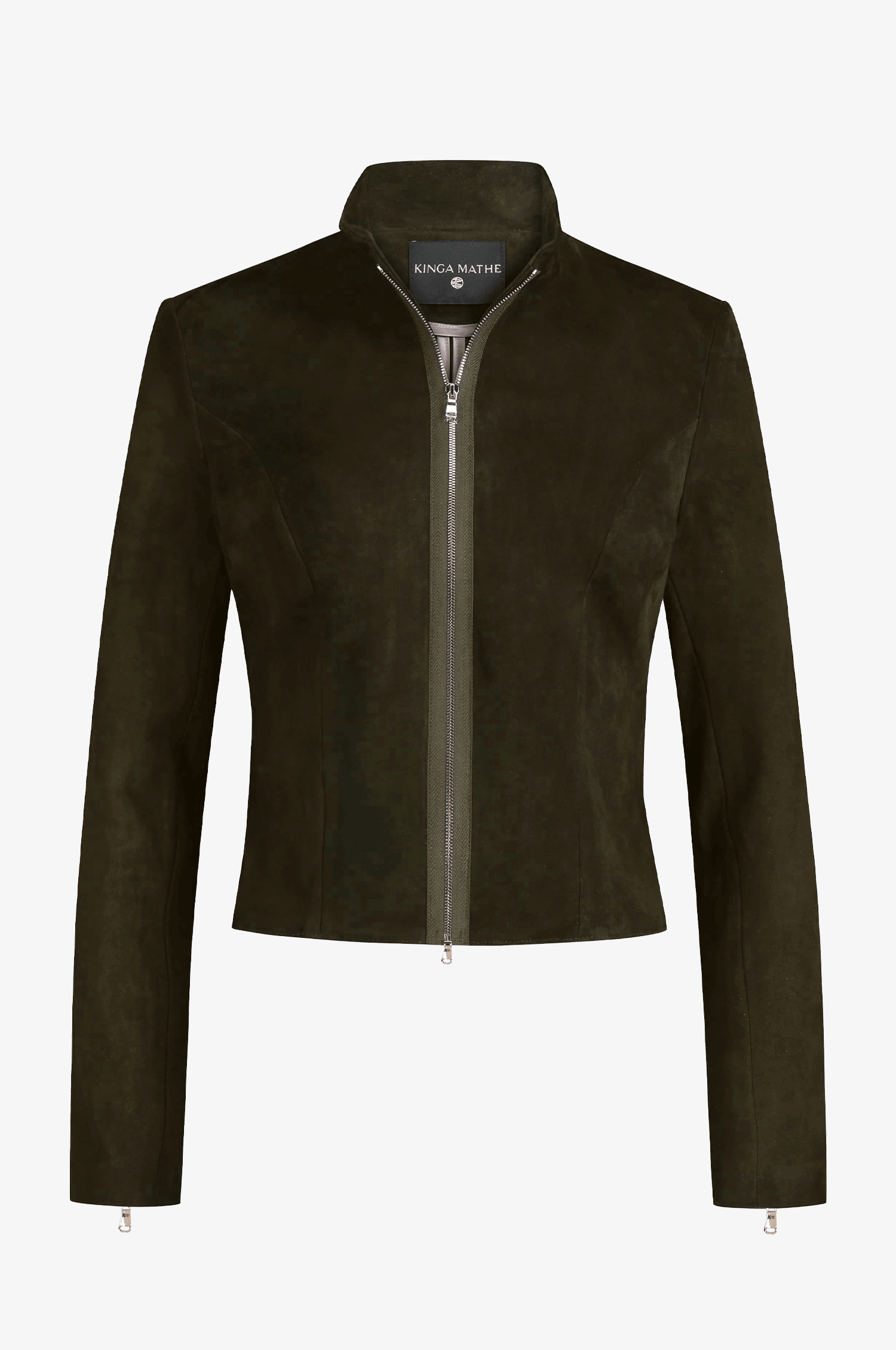Kinga Mathe Lederjacke Sybille mit Schößchen in Moos