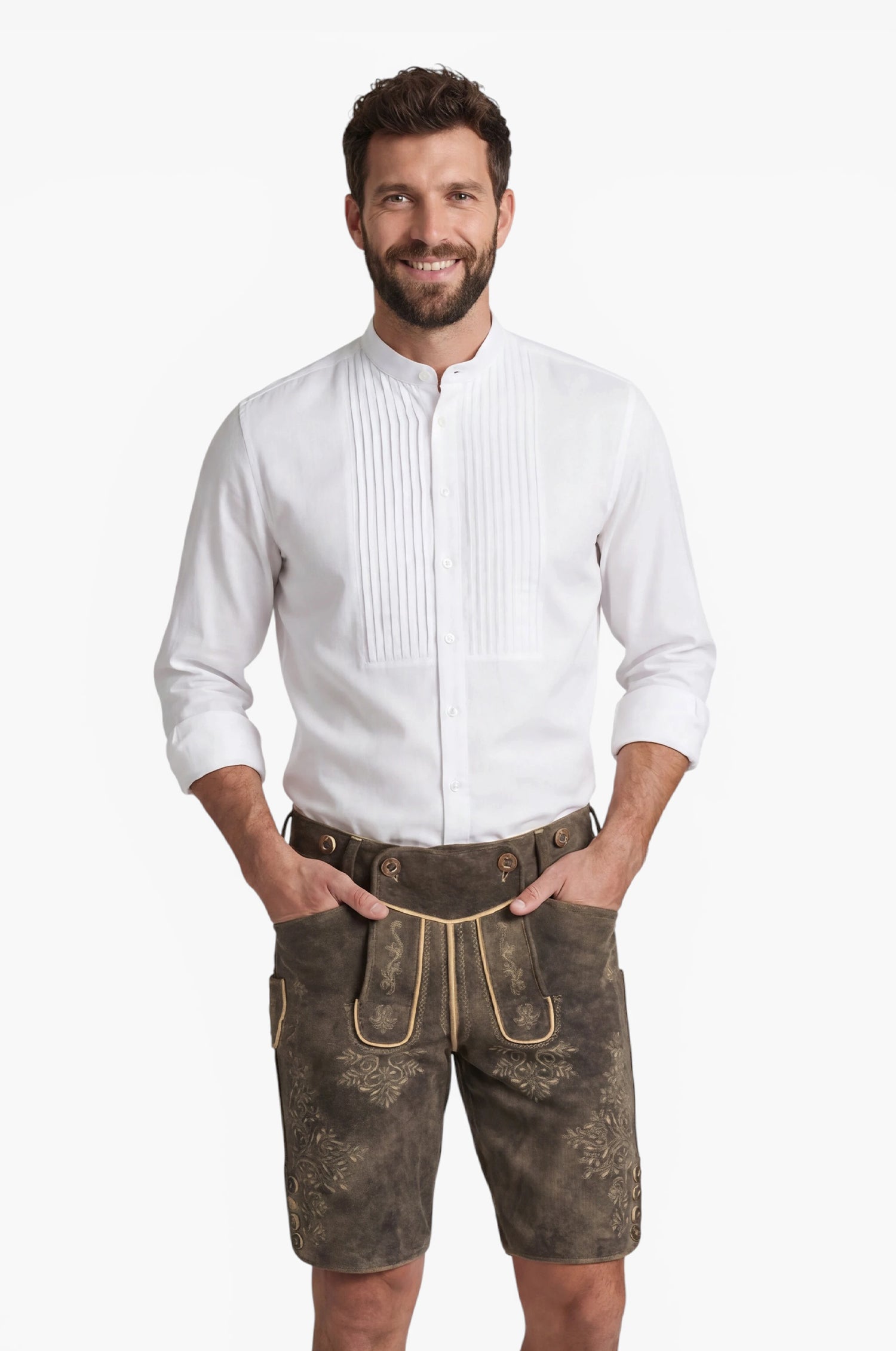 Ziegen Lederhose Kaiser in Old Grey