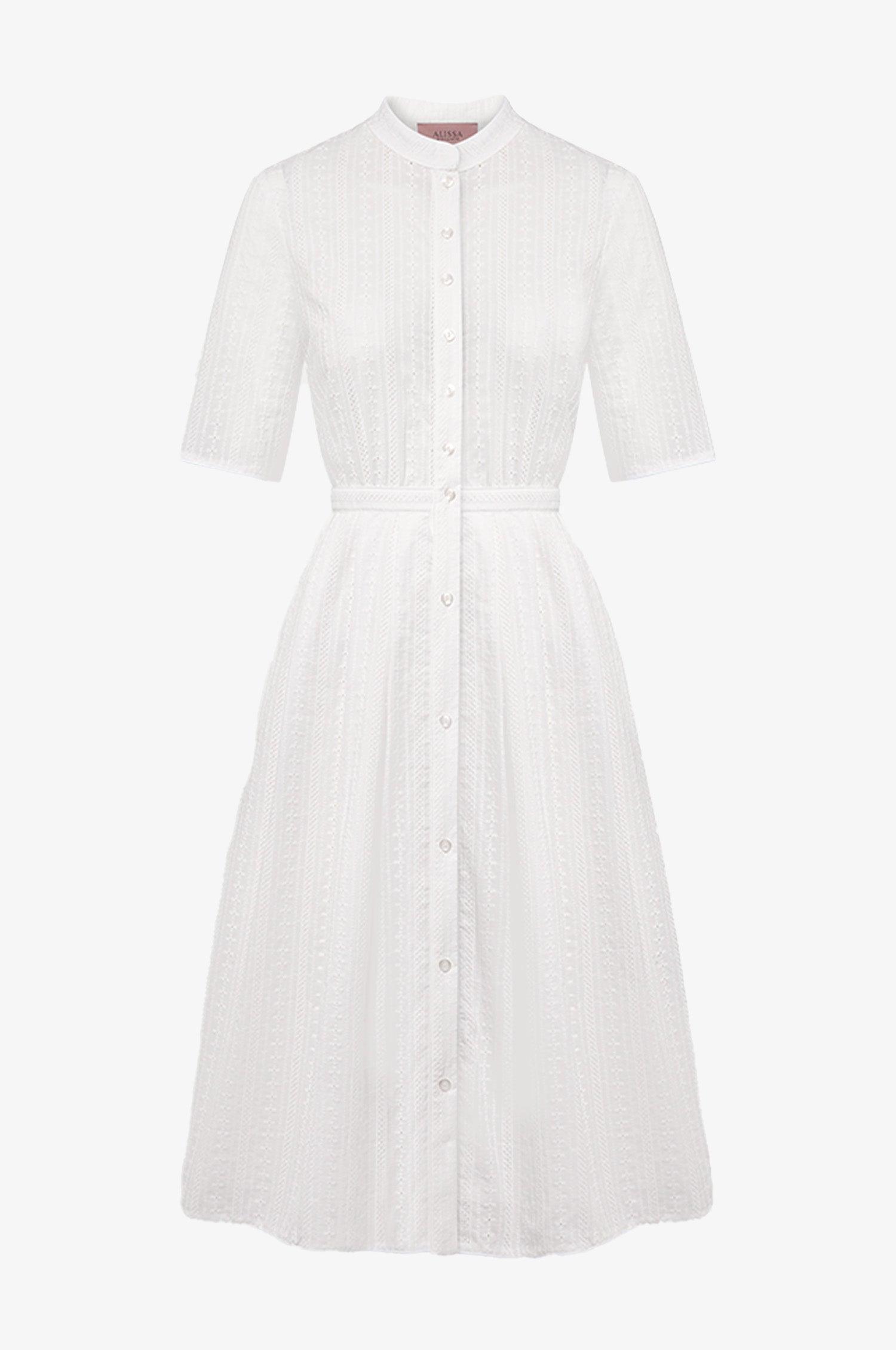 Kinga Mathe Baumwoll-Kleid Inas in Ivory