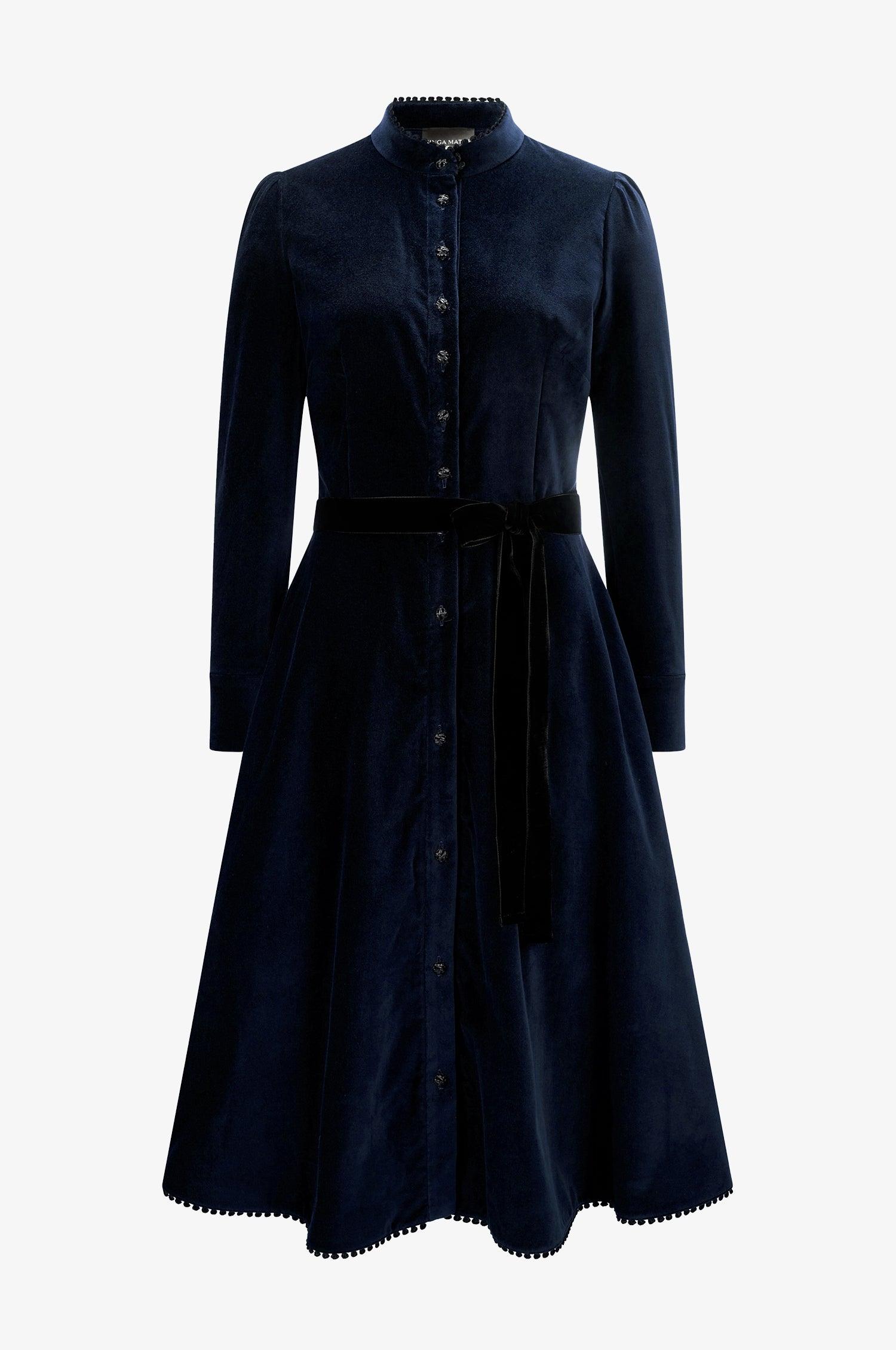 Kinga Mathe Samtkleid Ann in Nachtblau