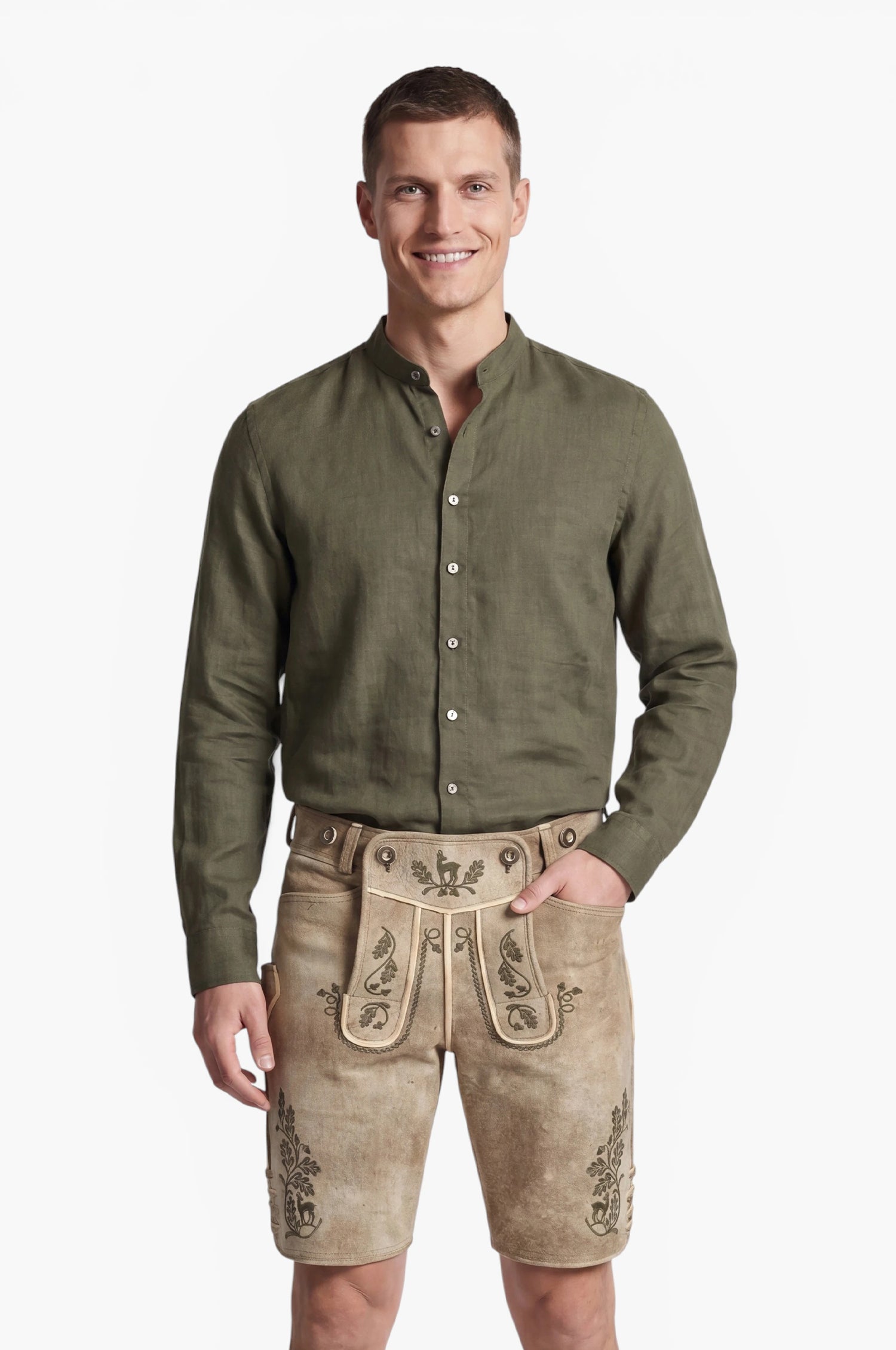 Leinenhemd Leo in Olive