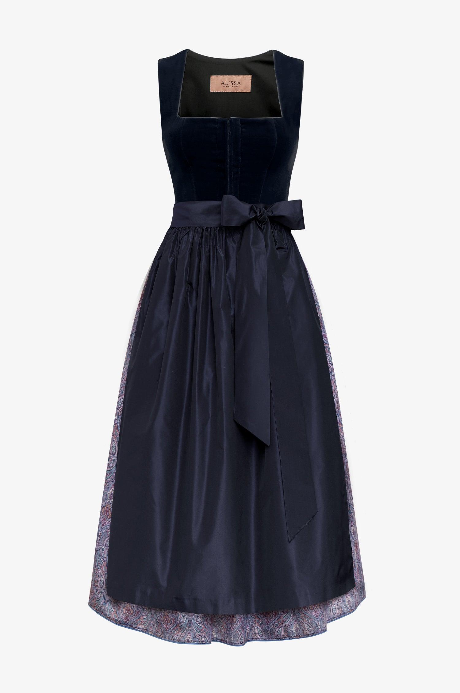 Kinga Mathe Samtdirndl Olivia in nachtblau