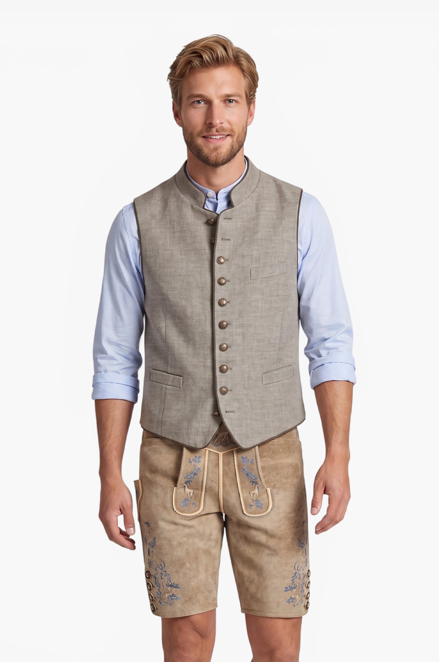Leinen Trachtenweste Nick in Olive
