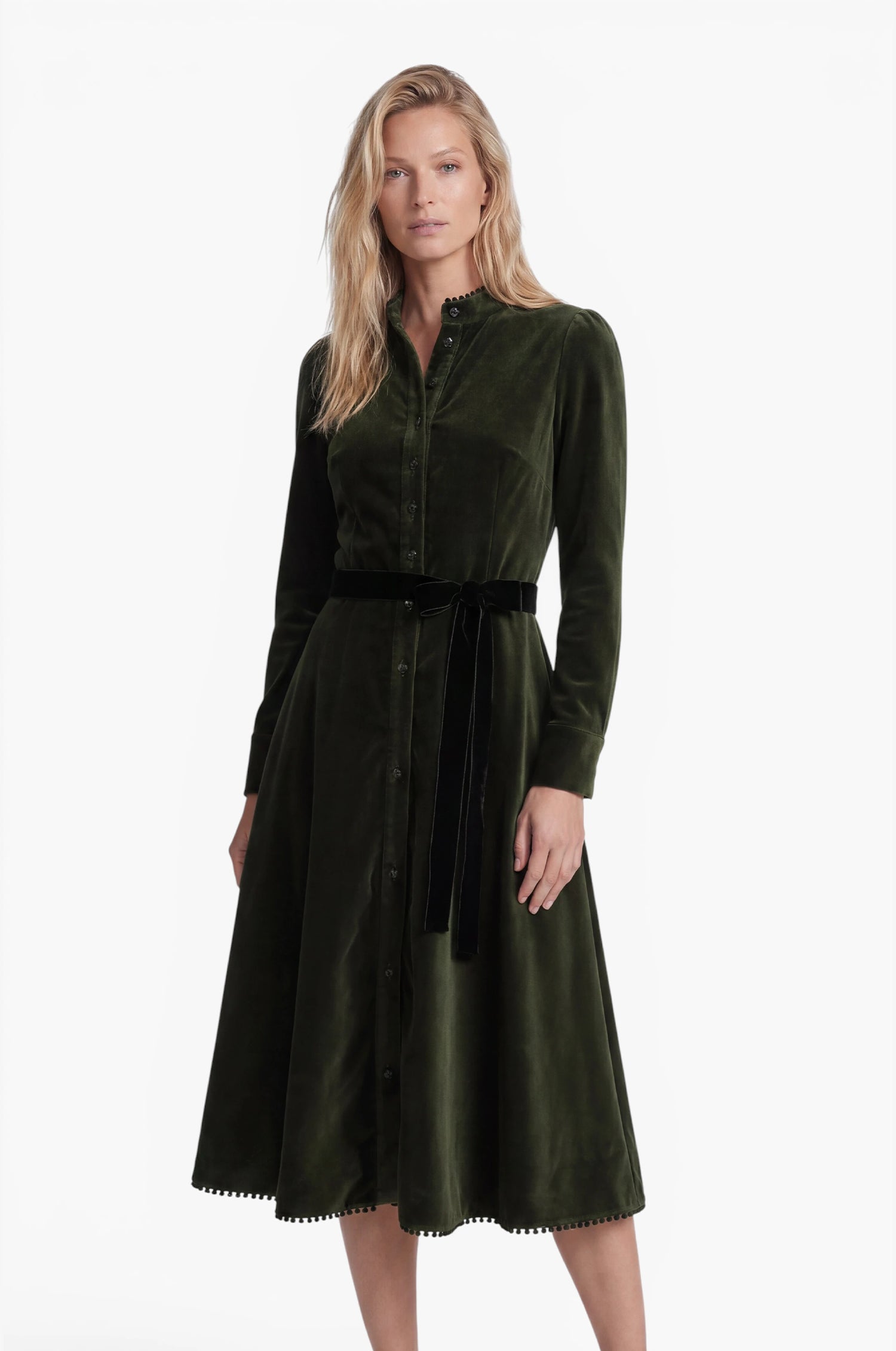 Samtkleid Ann in Olive