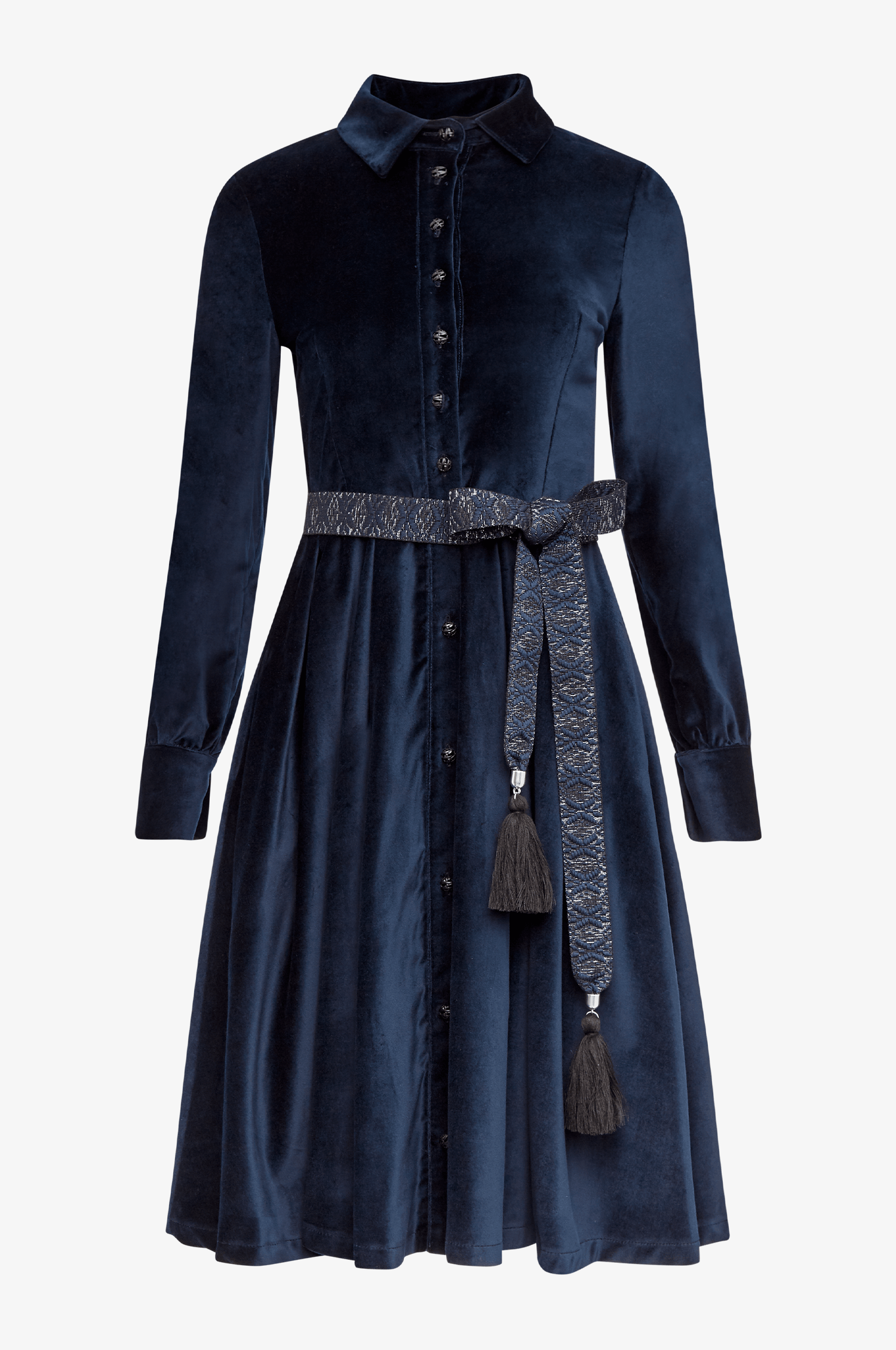 Kinga Mathe Samtkleid Dia in Nachtblau