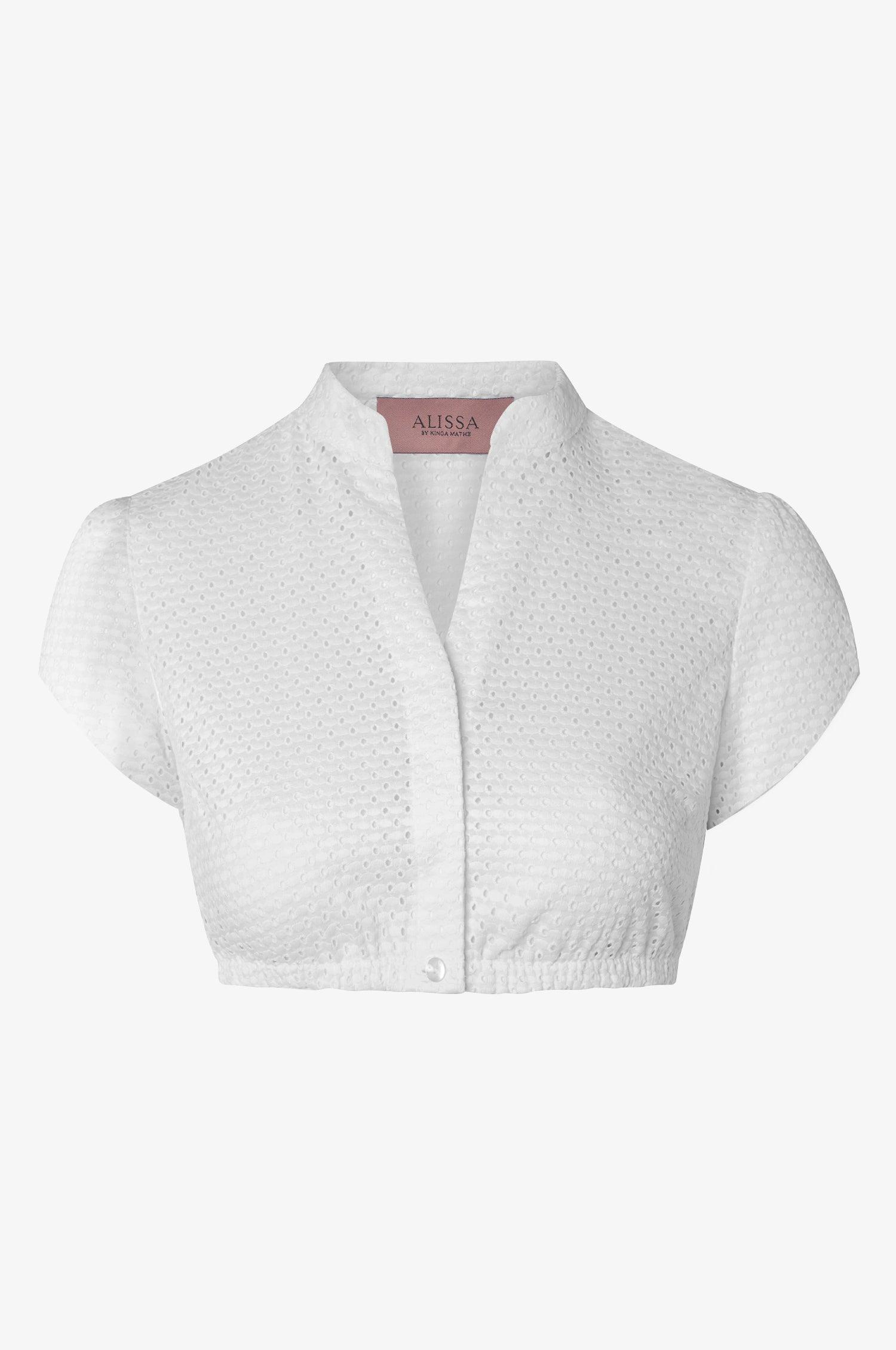 Dirndlbluse Suri in Weiß mit Kurzarm