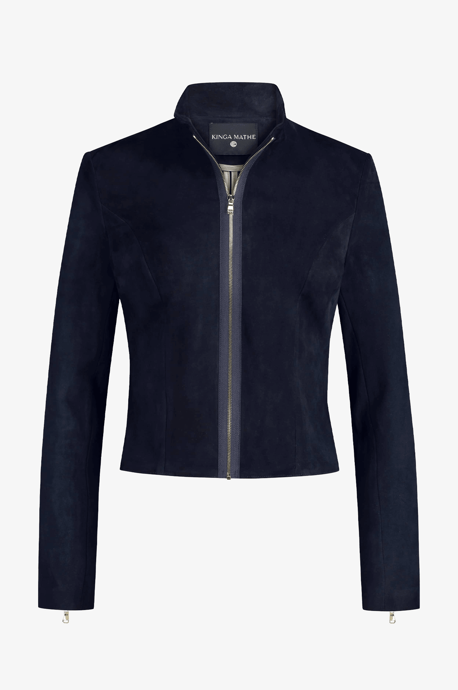 Kinga Mathe Lederjacke Sybille mit Schößchen in Marine